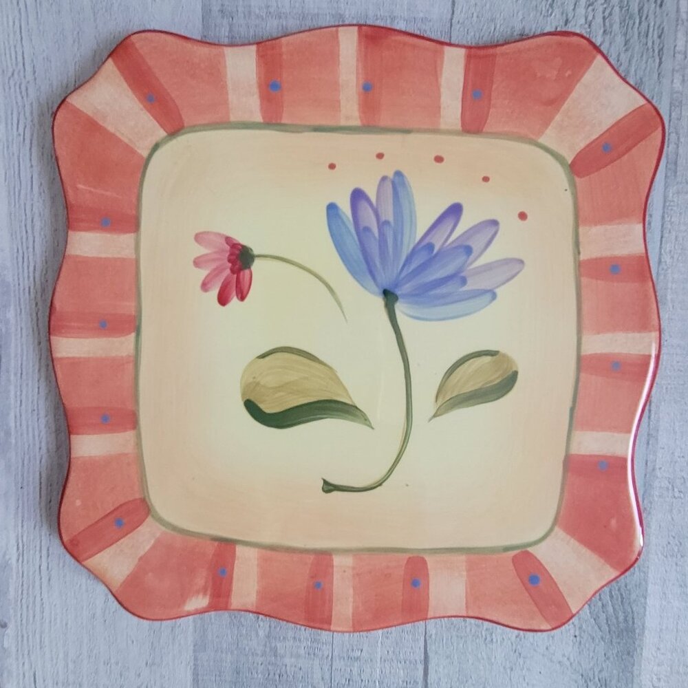 Handpainted Pfaltzgraff Napoli Ceramic Trivet With Vibrant Floral Design
